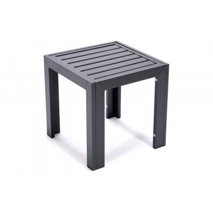 LeisureMod Chelsea Modern Outdoor Black Chaise Lounge Chair with Side Table and Cushions - Red