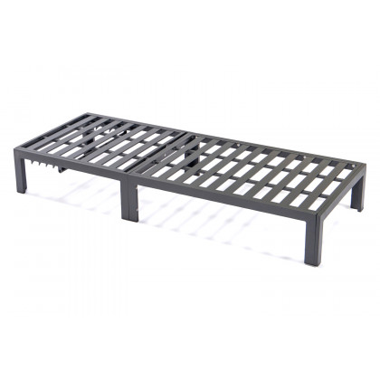 LeisureMod Chelsea Modern Outdoor Black Chaise Lounge Chair with Side Table and Cushions - Red