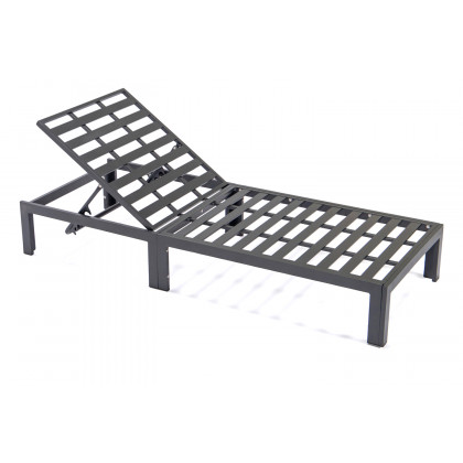 LeisureMod Chelsea Modern Outdoor Black Chaise Lounge with Side Table and Cushions (Set Of 2) - Red