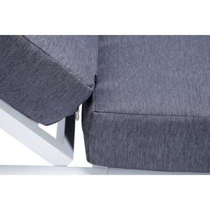 LeisureMod Chelsea Modern Outdoor White Chaise Lounge with Side Table and Cushions (Set Of 2) - Blue