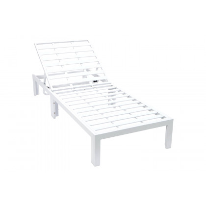 LeisureMod Chelsea Modern Outdoor White Chaise Lounge with Side Table and Cushions (Set Of 2) - Blue