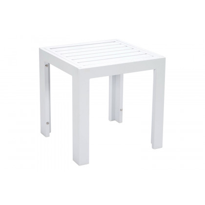 LeisureMod Chelsea Modern Outdoor White Chaise Lounge with Side Table and Cushions (Set Of 2) - Blue