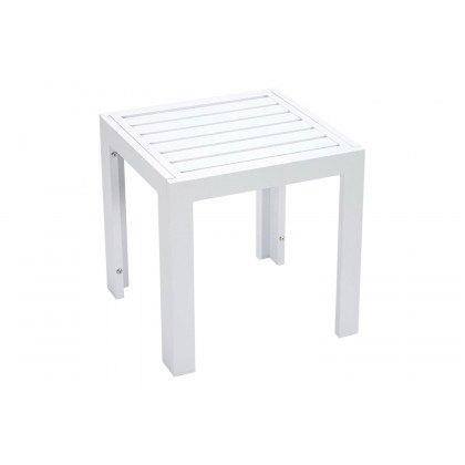 LeisureMod Chelsea Modern Outdoor White Chaise Lounge with Side Table and Cushions (Set Of 2) - Blue