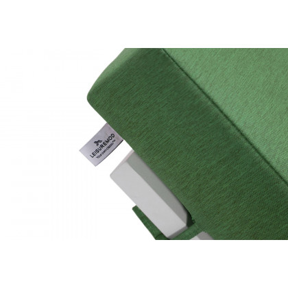 LeisureMod Chelsea Modern Outdoor White Chaise Lounge Chair with Side Table and Cushions - Green
