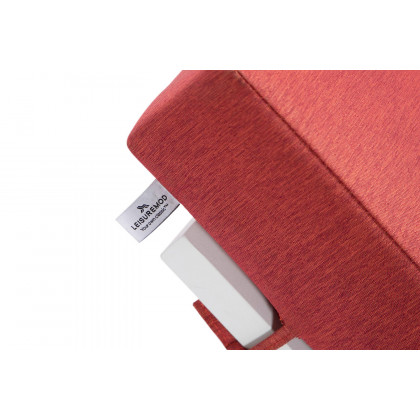 LeisureMod Chelsea Modern Outdoor White Chaise Lounge Chair with Side Table and Cushions - Red