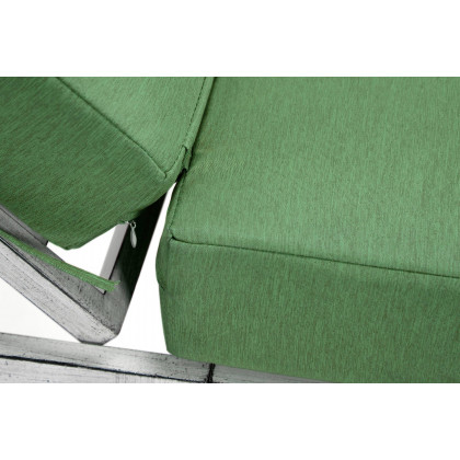 LeisureMod Chelsea Modern Outdoor Weathered Gray Chaise Lounge with Side Table and Cushions (Set Of 2) - Green