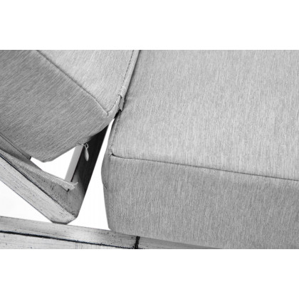 LeisureMod Chelsea Modern Outdoor Weathered Gray Chaise Lounge with Side Table and Cushions (Set Of 2) - Light Gray