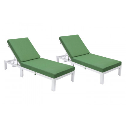 LeisureMod - Chelsea Modern Outdoor Weathered Gray Chaise Lounge Chair with Cushions (Set Of 2)
