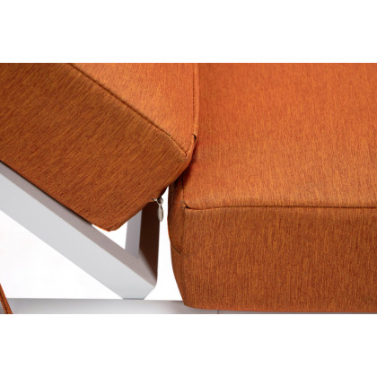 LeisureMod Chelsea Modern Outdoor White Chaise Lounge Chair with Cushions - Orange