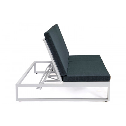 LeisureMod Chelsea Convertible Double Chaise Lounge Chair and Sofa with Cushions - Black, White