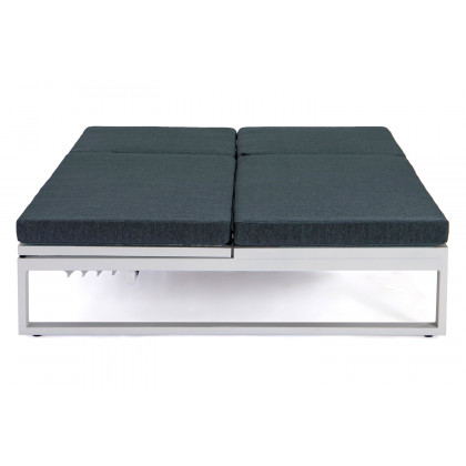 LeisureMod Chelsea Convertible Double Chaise Lounge Chair and Sofa with Cushions - Black, White
