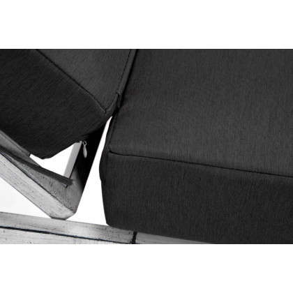 LeisureMod Chelsea Modern Outdoor Weathered Gray Chaise Lounge Chair with Cushions - Black
