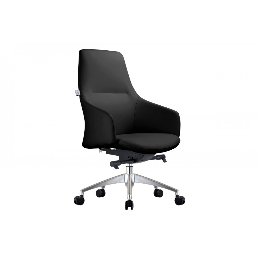 LeisureMod - Celeste Mid-Century Modern Office Chair in Upholstered Faux Leather with Swivel and Tilt