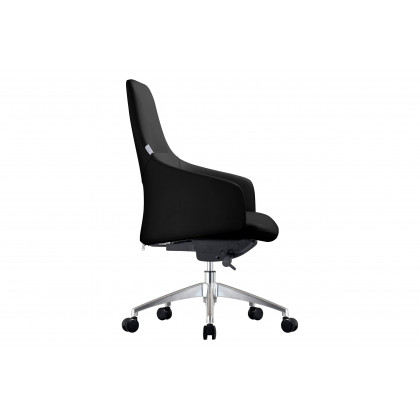 LeisureMod Celeste Mid-Century Modern Office Chair in Upholstered Faux Leather with Swivel and Tilt - Black