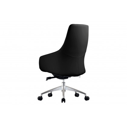 LeisureMod Celeste Mid-Century Modern Office Chair in Upholstered Faux Leather with Swivel and Tilt - Black