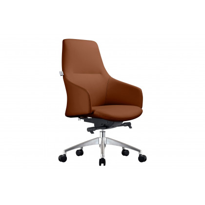LeisureMod - Celeste Mid-Century Modern Office Chair in Upholstered Faux Leather with Swivel and Tilt