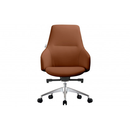 LeisureMod Celeste Mid-Century Modern Office Chair in Upholstered Faux Leather with Swivel and Tilt - Dark Brown