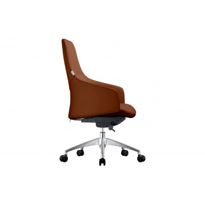 LeisureMod Celeste Mid-Century Modern Office Chair in Upholstered Faux Leather with Swivel and Tilt - Dark Brown