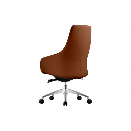 LeisureMod Celeste Mid-Century Modern Office Chair in Upholstered Faux Leather with Swivel and Tilt - Dark Brown