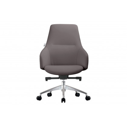 LeisureMod Celeste Mid-Century Modern Office Chair in Upholstered Faux Leather with Swivel and Tilt - Gray