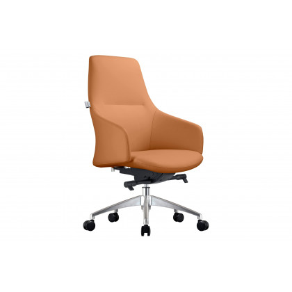 LeisureMod - Celeste Mid-Century Modern Office Chair in Upholstered Faux Leather with Swivel and Tilt