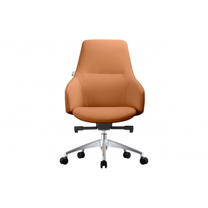 LeisureMod Celeste Mid-Century Modern Office Chair in Upholstered Faux Leather with Swivel and Tilt - Acorn Brown