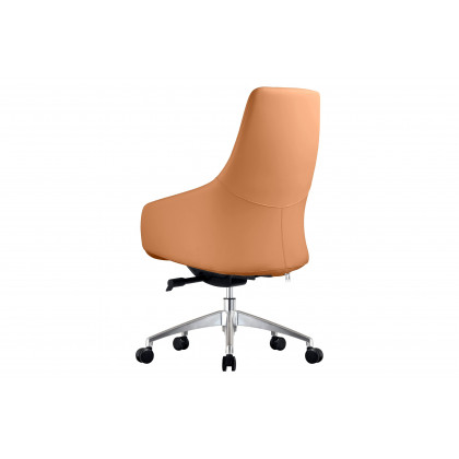 LeisureMod Celeste Mid-Century Modern Office Chair in Upholstered Faux Leather with Swivel and Tilt - Acorn Brown
