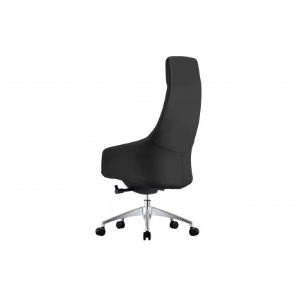 LeisureMod Celeste Mid-Century Modern High-Back Office Chair in Upholstered Faux Leather and Iron Frame - Black