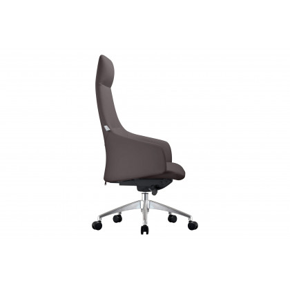LeisureMod Celeste Mid-Century Modern High-Back Office Chair in Upholstered Faux Leather and Iron Frame - Gray
