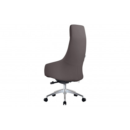LeisureMod Celeste Mid-Century Modern High-Back Office Chair in Upholstered Faux Leather and Iron Frame - Gray