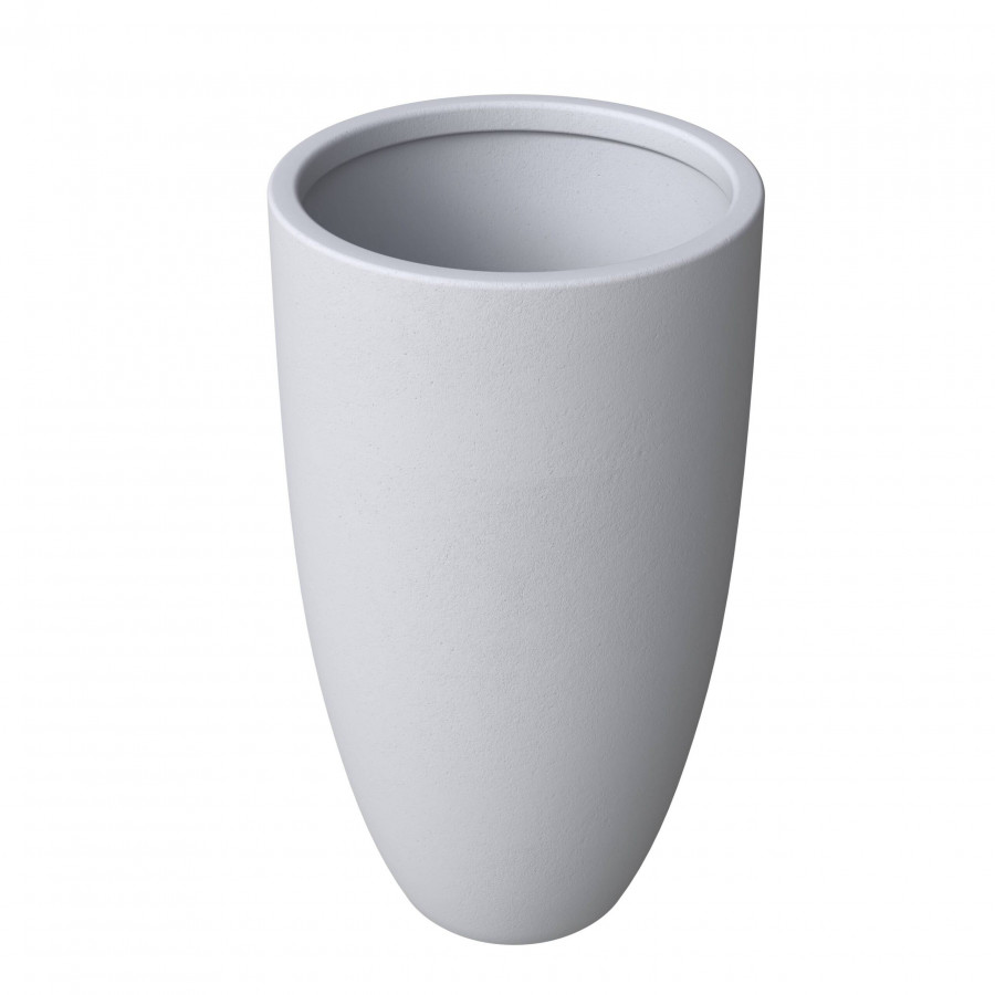 LeisureMod Crete Modern 39" Tapered Round Planter Pot in Fiberstone and Clay - Aged Concrete