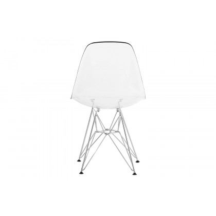 LeisureMod Cresco Molded Plastic Eiffel Side Chair with Chrome Legs - Clear