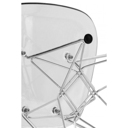 LeisureMod Cresco Molded Plastic Eiffel Side Chair with Chrome Legs - Clear