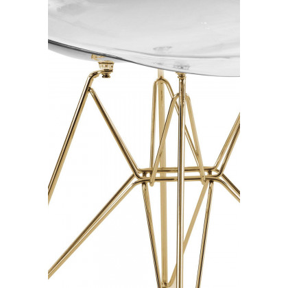 LeisureMod Cresco Modern Molded Eiffel Side Dining Chair with Gold Base - Clear