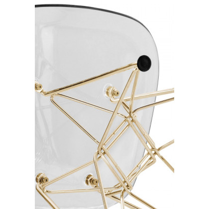 LeisureMod Cresco Modern Molded Eiffel Side Dining Chair with Gold Base - Clear