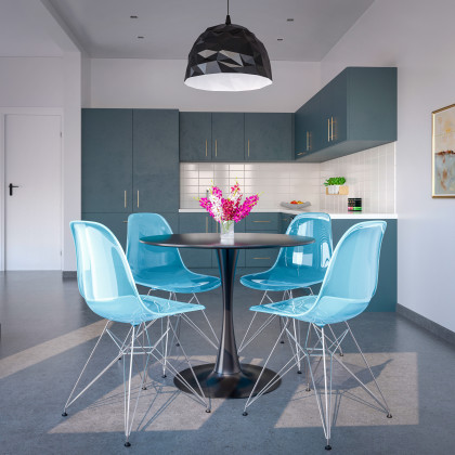 LeisureMod Cresco Molded Eiffel Side Chair (Set Of 2) - Transparent Blue