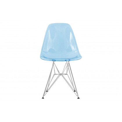 LeisureMod Cresco Molded Eiffel Side Chair (Set Of 4) - Transparent Blue