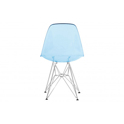 LeisureMod Cresco Molded Eiffel Side Chair (Set Of 4) - Transparent Blue