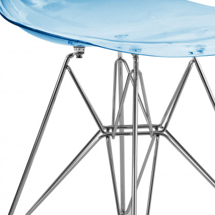 LeisureMod Cresco Molded Eiffel Side Chair (Set Of 4) - Transparent Blue