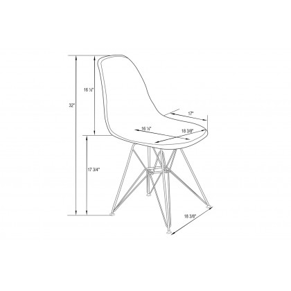 LeisureMod Cresco Molded Eiffel Side Chair With Gold Base (Set Of 4) - Transparent Blue