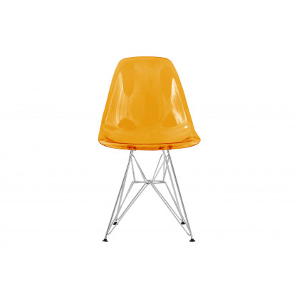 LeisureMod Cresco Molded Eiffel Side Chair (Set Of 4) - Transparent Orange