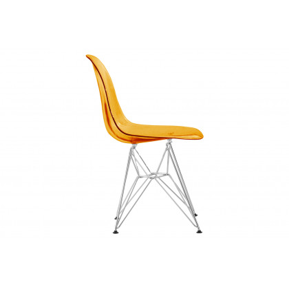 LeisureMod Cresco Molded Eiffel Side Chair (Set Of 4) - Transparent Orange