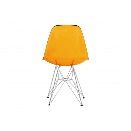 LeisureMod Cresco Molded Eiffel Side Chair (Set Of 4) - Transparent Orange
