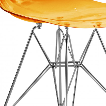 LeisureMod Cresco Molded Eiffel Side Chair (Set Of 4) - Transparent Orange