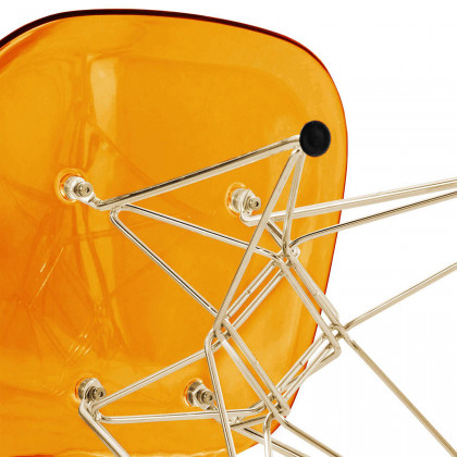 LeisureMod Cresco Molded Eiffel Side Chair With Gold Base (Set Of 4) - Transparent Orange