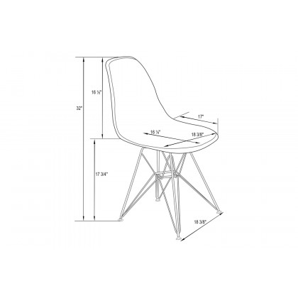 LeisureMod Cresco Modern Molded Eiffel Side Dining Chair with Gold Base - White/Blue