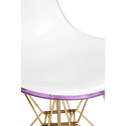 LeisureMod Cresco Modern Molded Eiffel Side Dining Chair with Gold Base - White/Purple