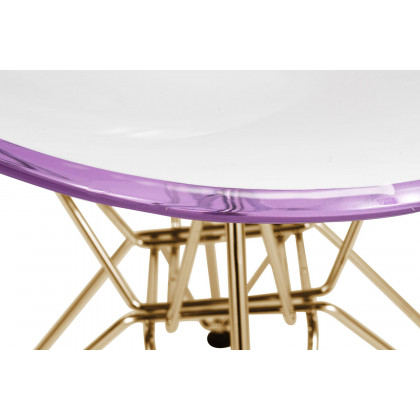 LeisureMod Cresco Modern Molded Eiffel Side Dining Chair with Gold Base - White/Purple