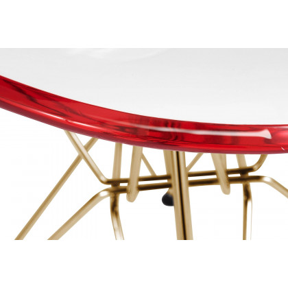 LeisureMod Cresco Modern Molded Eiffel Side Dining Chair with Gold Base - White/Red