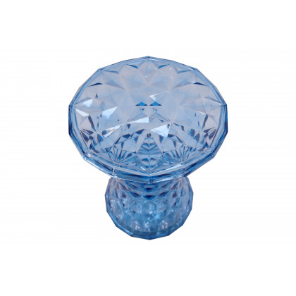 LeisureMod Clio Modern Diamond Shaped Side End Table - Transparent Blue